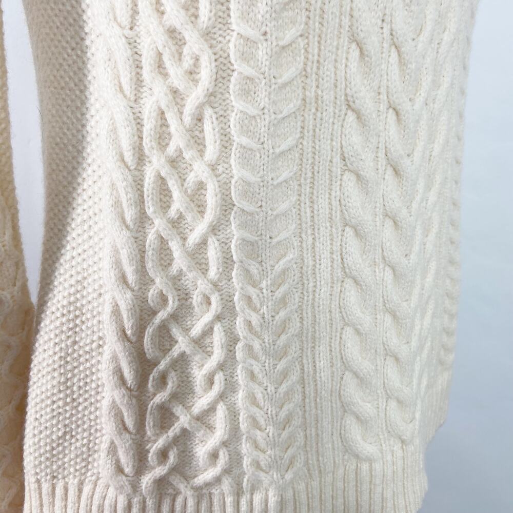 Ann Taylor Fisherman Sweater Cream Wool Alpaca Cable Knit Preppy Work Size XS - Picture 3 of 9